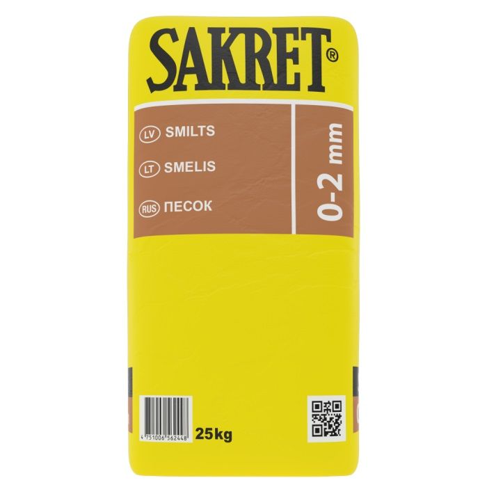 SAKRET smilts žāvēta un frakcionēta 0-2mm 25kg